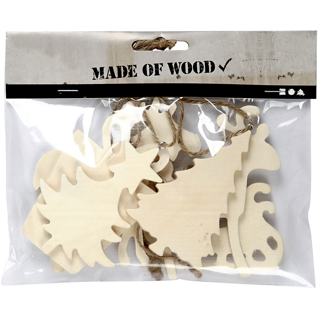 Weihnachtsornamente aus Sperrholz 7-9cm - Dicke 4mm - 6 Stk