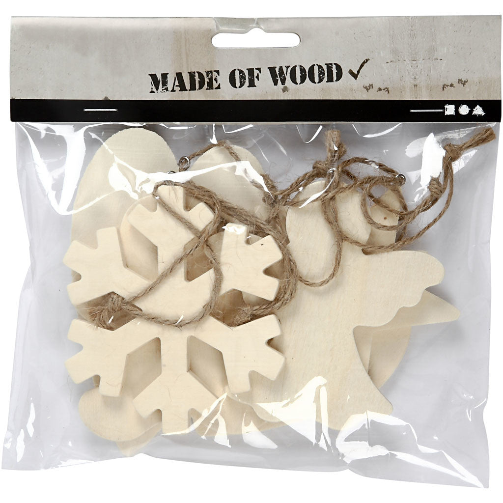 Weihnachtsornamente aus Sperrholz 9-11cm - Dicke 4mm - 6 Stk