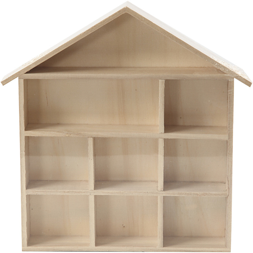 Regal in Hausform aus Holz 26x25.2x3.5cm - 1 Stk