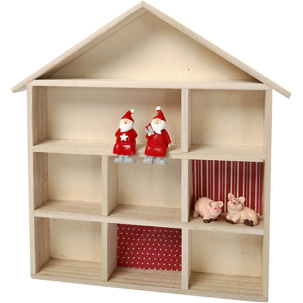 Regal in Hausform aus Holz 26x25.2x3.5cm - 1 Stk