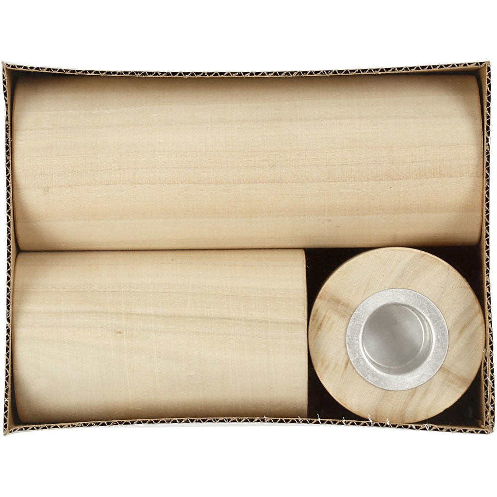 Kerzenständer für Teelichter aus Holz 14.5+9+6.5cm - 3 Stk