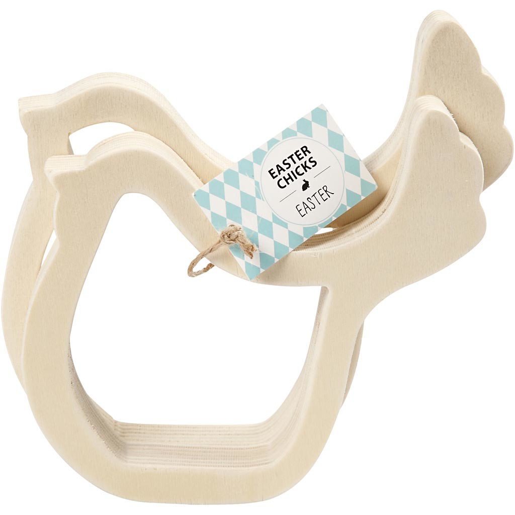 Küken-Silhouetten aus Sperrholz 13x13x2cm - 2 Stk