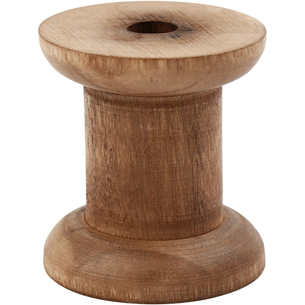 Spule aus Pappelholz - H: 5cm - T: 3+4.8cm - Lochgröße 1cm - 10 Stk