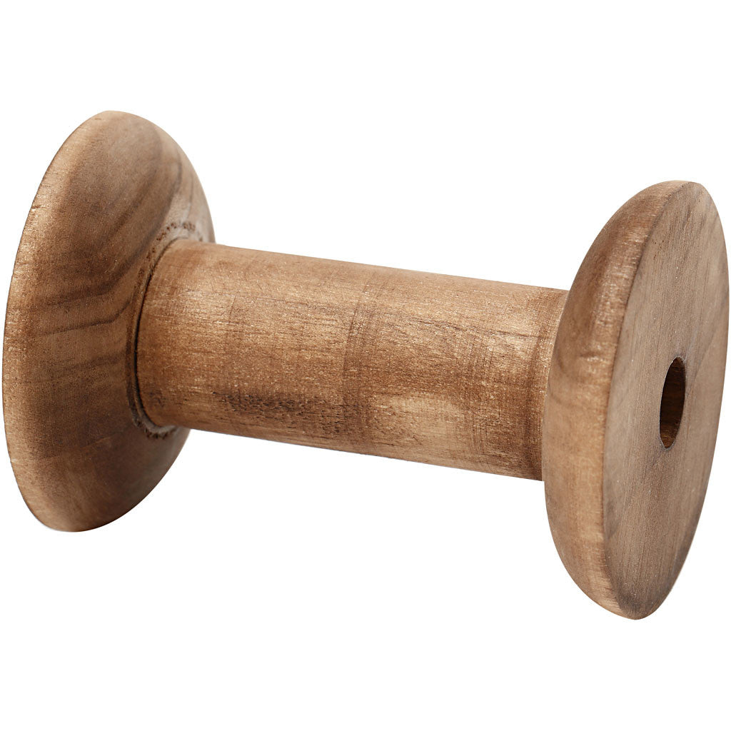 Spule aus Pappelholz - H: 7cm - T: 2+4.8cm - Lochgröße 1cm - 10 Stk