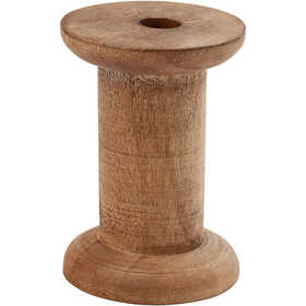 Spule aus Pappelholz - H: 7cm - T: 3+4.8cm - Lochgröße 1cm - 10 Stk