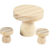Pilztische aus Kieferholz & Pappelholz Weiß 6x5cm + 2.5x2.5cm - 1 Set/3 Stk
