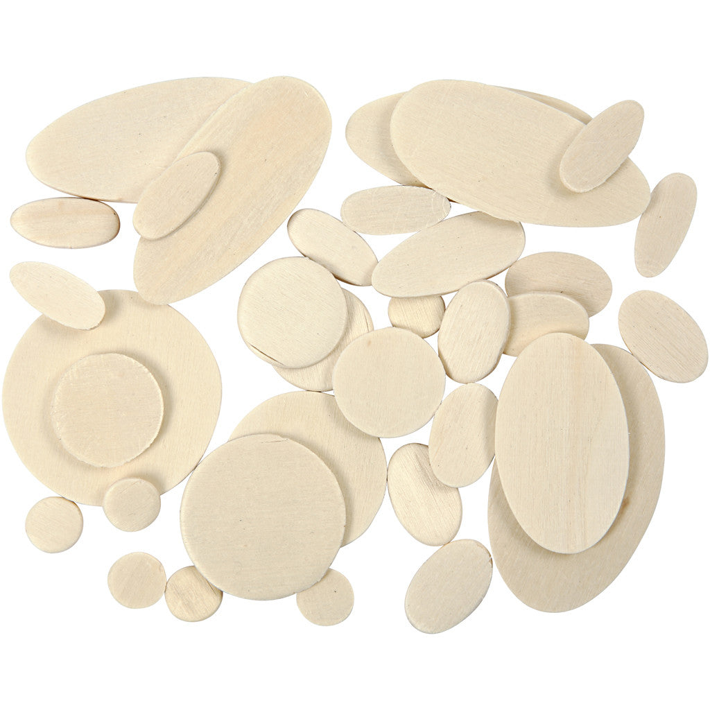 Mosaiksteine aus Holz Rund und Oval 1-5cm - 600 Stk