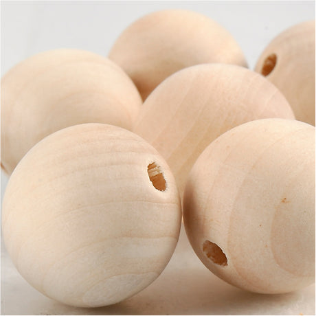 Wooden Bead, D: 25 mm, hole size 4.5 mm, china berry 