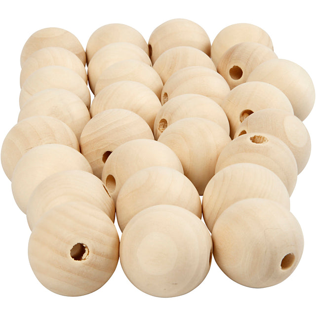 Wooden Bead, D: 25 mm, hole size 4.5 mm, china berry 