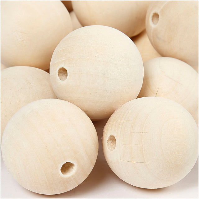 Wooden Bead, D: 35 mm, hole size 6 mm, china berry 