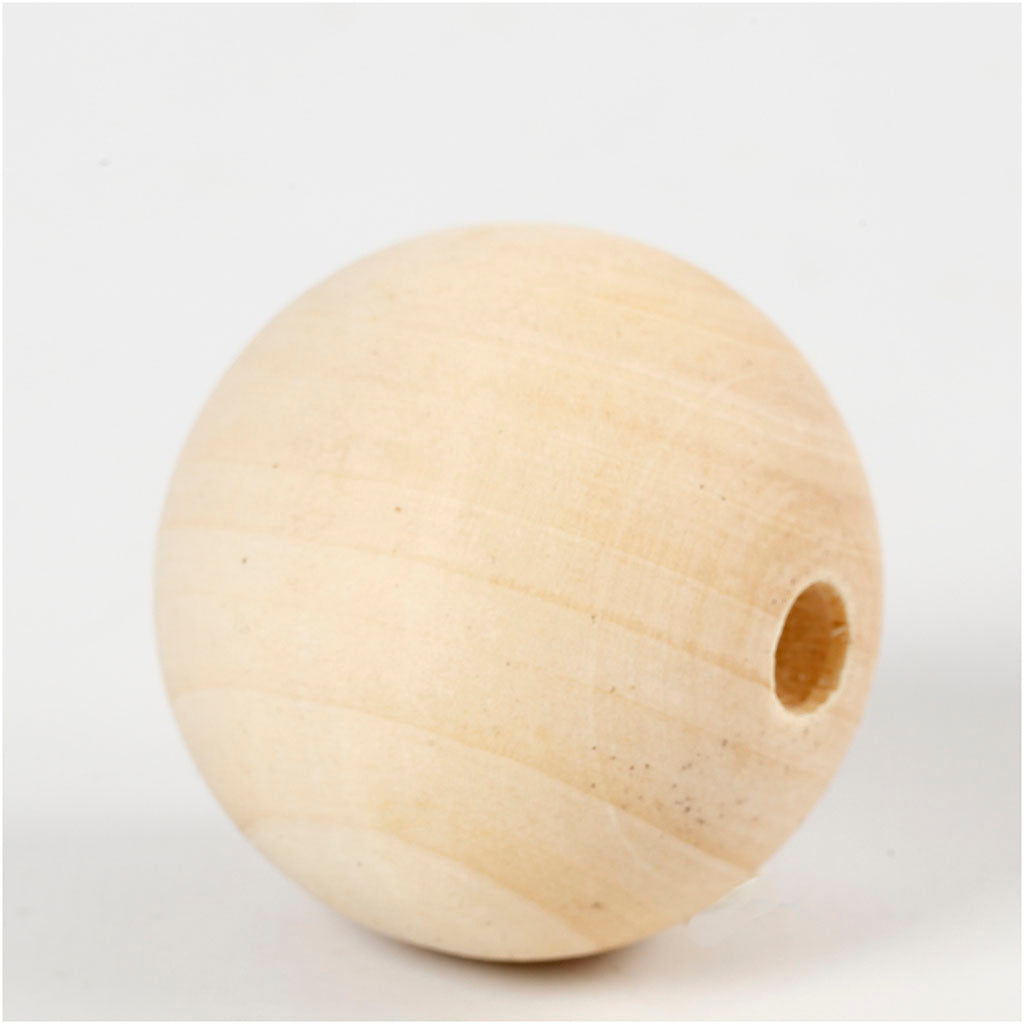 Wooden Bead, D: 40 mm, hole size 7 mm, grass wood 