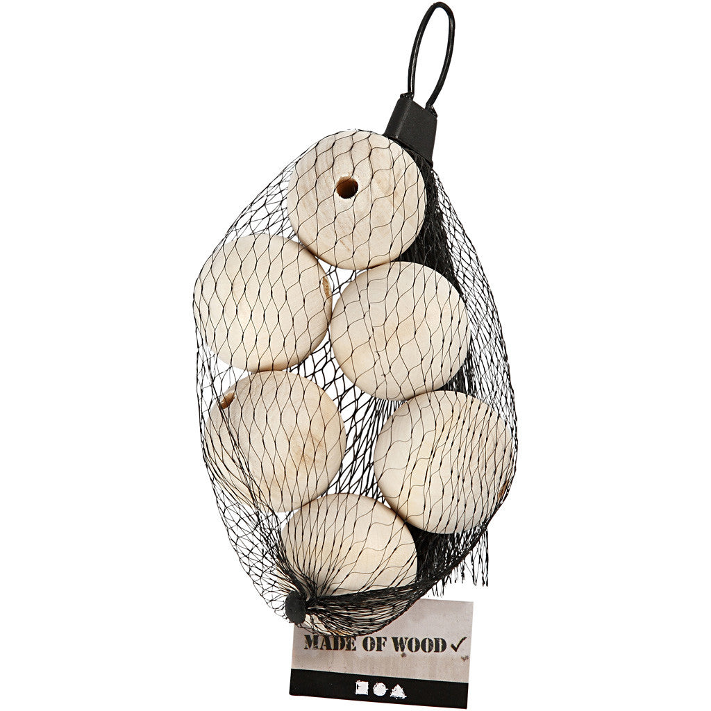 Holzperlen 40x7mm Grasholz - 6 Stk