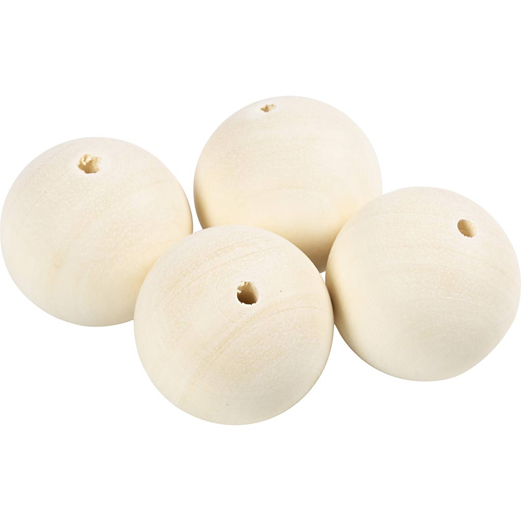 Wooden Bead, D: 50 mm, hole size 8 mm, grass wood 
