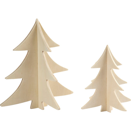 Christmas Trees, H: 13+18 cm, plywood 