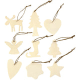 Holz-Ornamente Weihnachten - aus Sperrholz - Größe 7-8cm, Dicke 3mm - 72 Stk