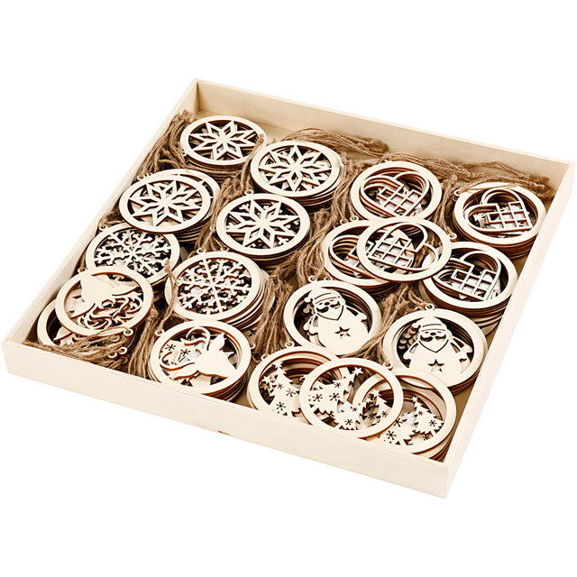 Christmas ornaments, D: 8 cm, thickness 0.3 cm, plywood 
