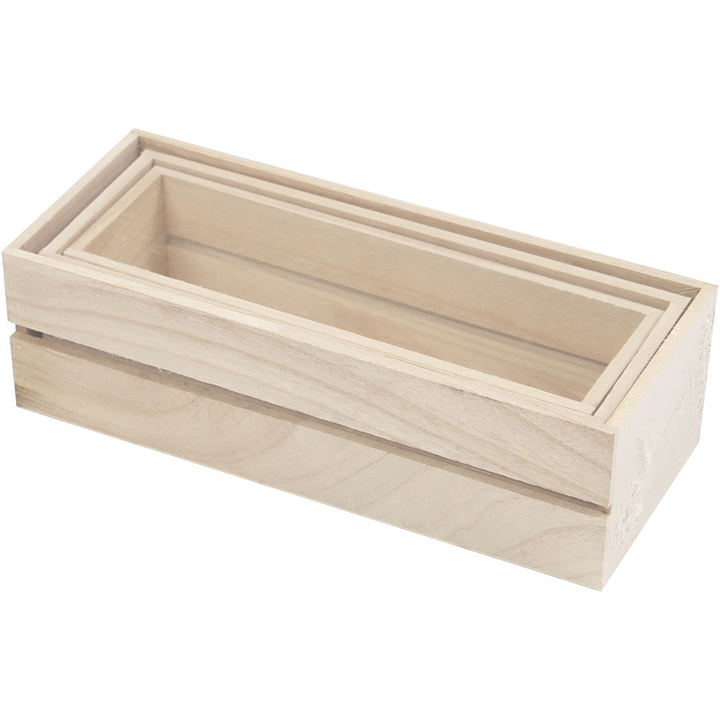 Holzboxen aus Kaiserbaumholz - 6.5x22x7cm + 7x23.5x8.5cm + 7.5x25x10cm - 3 Stk