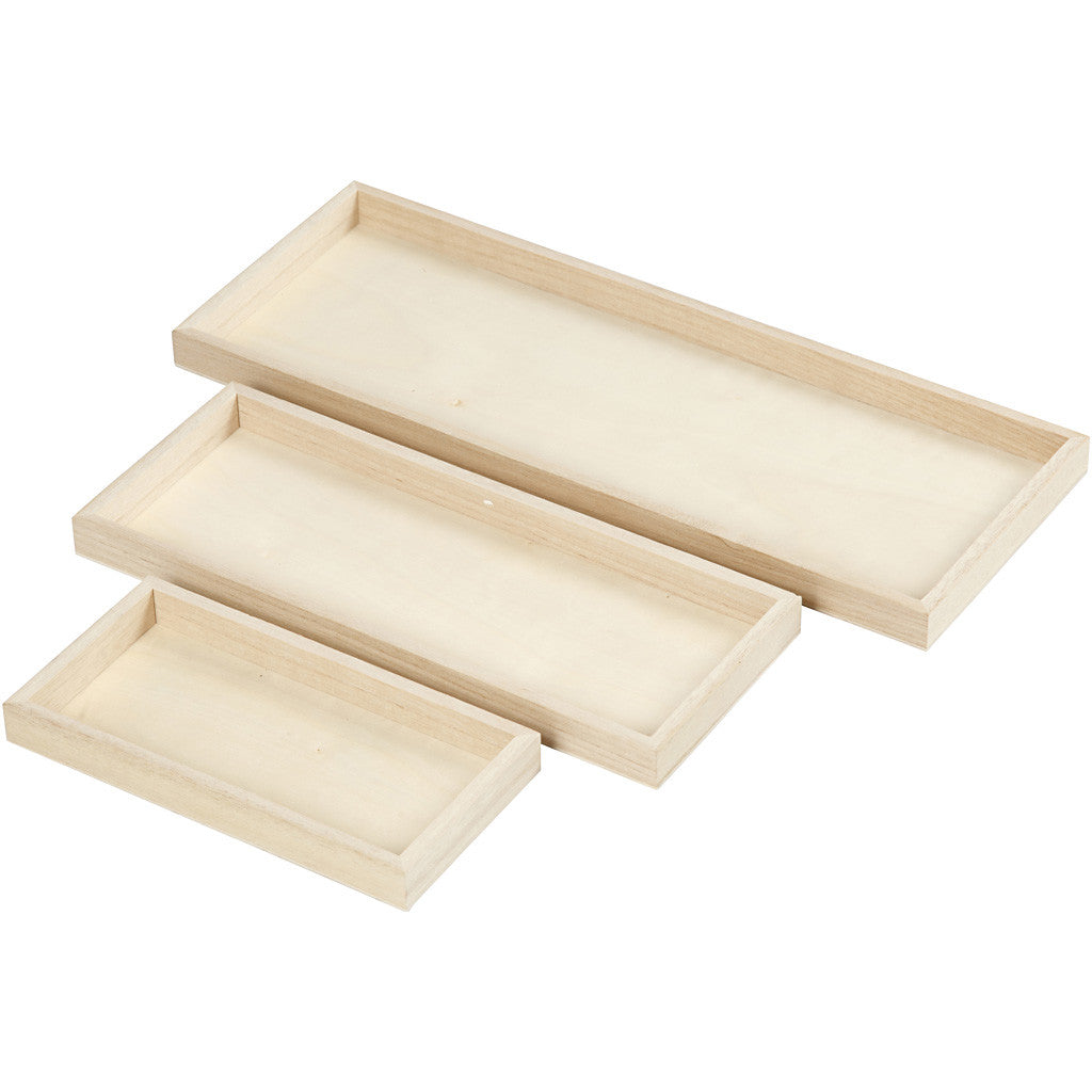 Tablett-Set, L: 20+30+40 cm, B: 10+12+15 cm, 3 Stk/ 1 Pck