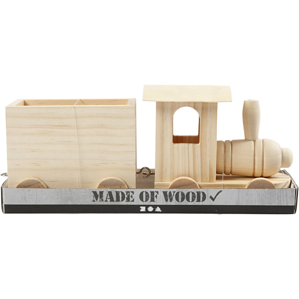 Spielzeug-Zug mit Anhänger, H: 9,5 cm, L: 21,5 cm, B: 6,5 cm, 1 Stk