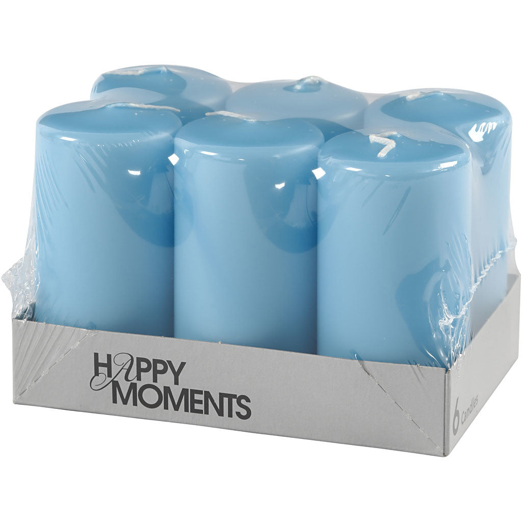 Kerzen Hellblau 10x5cm - 6 Stk