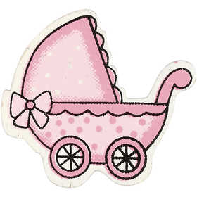 Kinderwagen Rosa aus Holz 34x31x1.7mm - 10 Stk