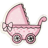 Kinderwagen Rosa aus Holz 34x31x1.7mm - 10 Stk