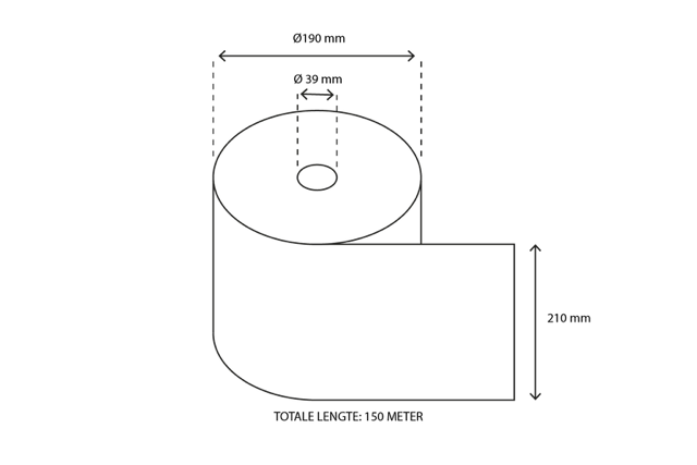 Handtuchrolle Matic 2 Lagen 150 meter Ø210mm 100% Zellulose weiß T7 - 6 Stück