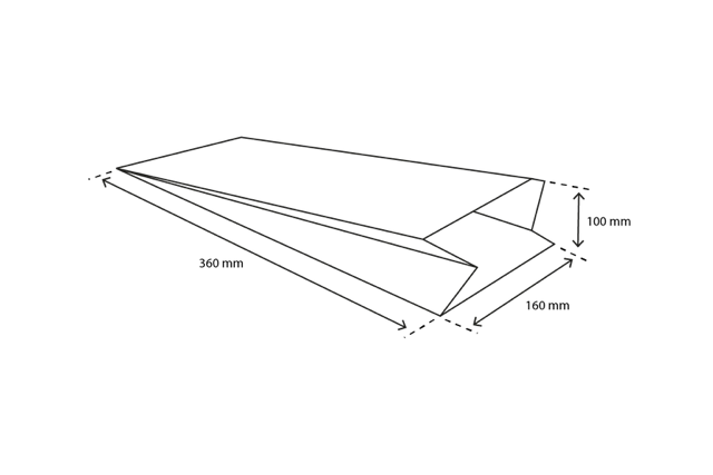 Snack-Tüten gelocht Papier - 3 Teich 160x100x360mm weiß 45gr - 1.000 Stück