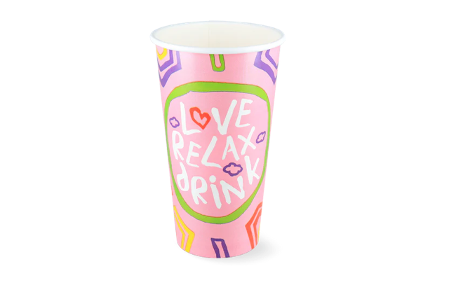 Milkshake cup Carton Large 560ml Ø90 mm 20oz pink FSC® 