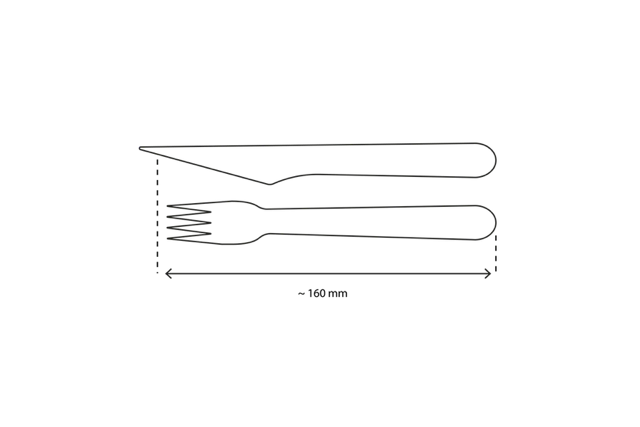Besteckset aus Holz 3/1 Messer + Gabel + Serviette - 250 Stück