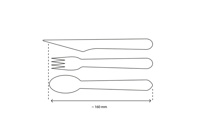 Besteckset aus Holz 4/1 Messer + Gabel + spoon + Serviette FSC - 250 Stück