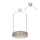 Glasglocke mit herzförmigem Holzsockel, Ø 14 cm, H. 24 cm - 1 Stück