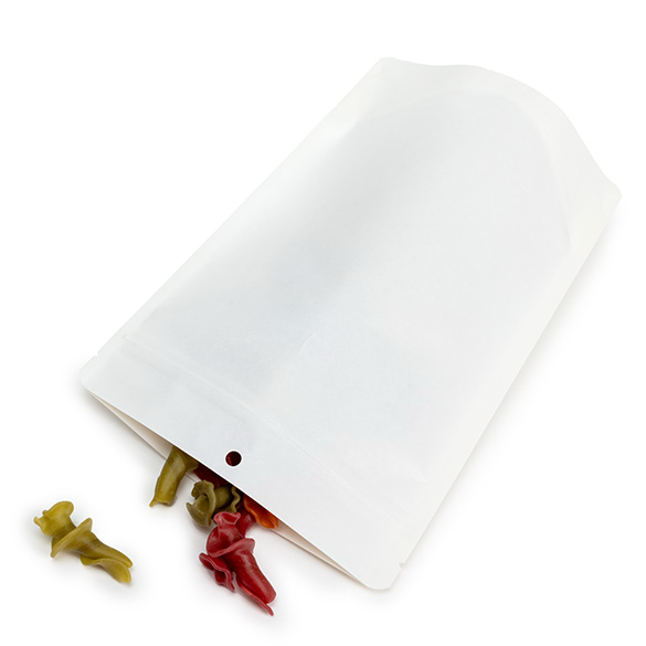 Weißer heimkompostierbarer Standbodenbeutel 15x9x23cm - 100 Stück