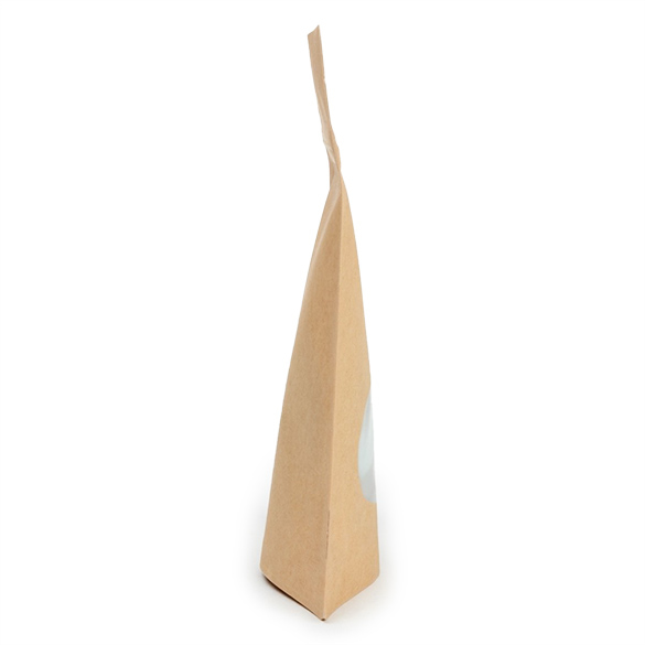Heimkompostierbarer Kraft Standbodenbeutel mit ovalem Sichtfenster 10x6x15cm - 100 Stück
