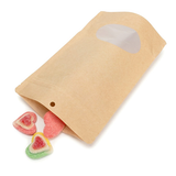Heimkompostierbarer Kraft Standbodenbeutel mit ovalem Sichtfenster 13x8x20,5cm - 100 Stück