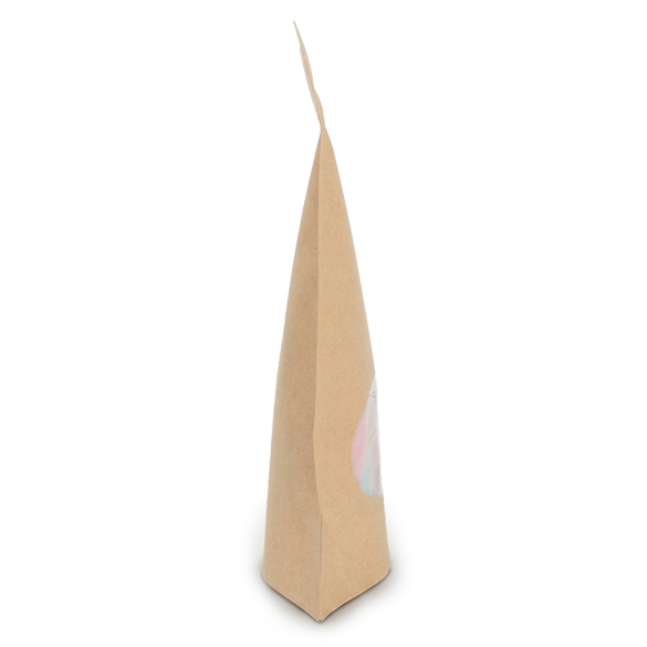 Heimkompostierbarer Kraft Standbodenbeutel mit ovalem Sichtfenster 13x8x20,5cm - 100 Stück