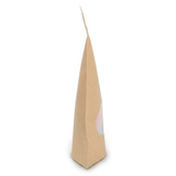 Heimkompostierbarer Kraft Standbodenbeutel mit ovalem Sichtfenster 13x8x20,5cm - 100 Stück