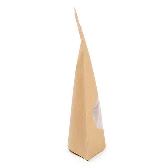 Heimkompostierbarer Kraft Standbodenbeutel mit ovalem Sichtfenster 15x9x23cm - 100 St