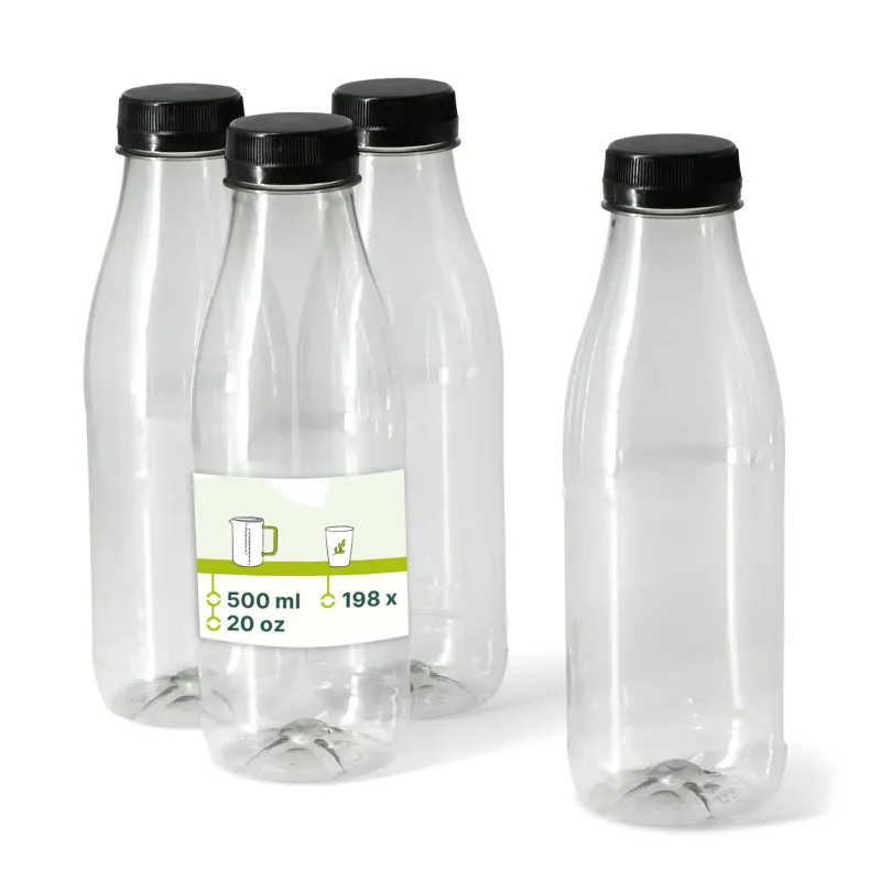 rPET Flasche 500 ml klar/black Deckel - 198 Stk