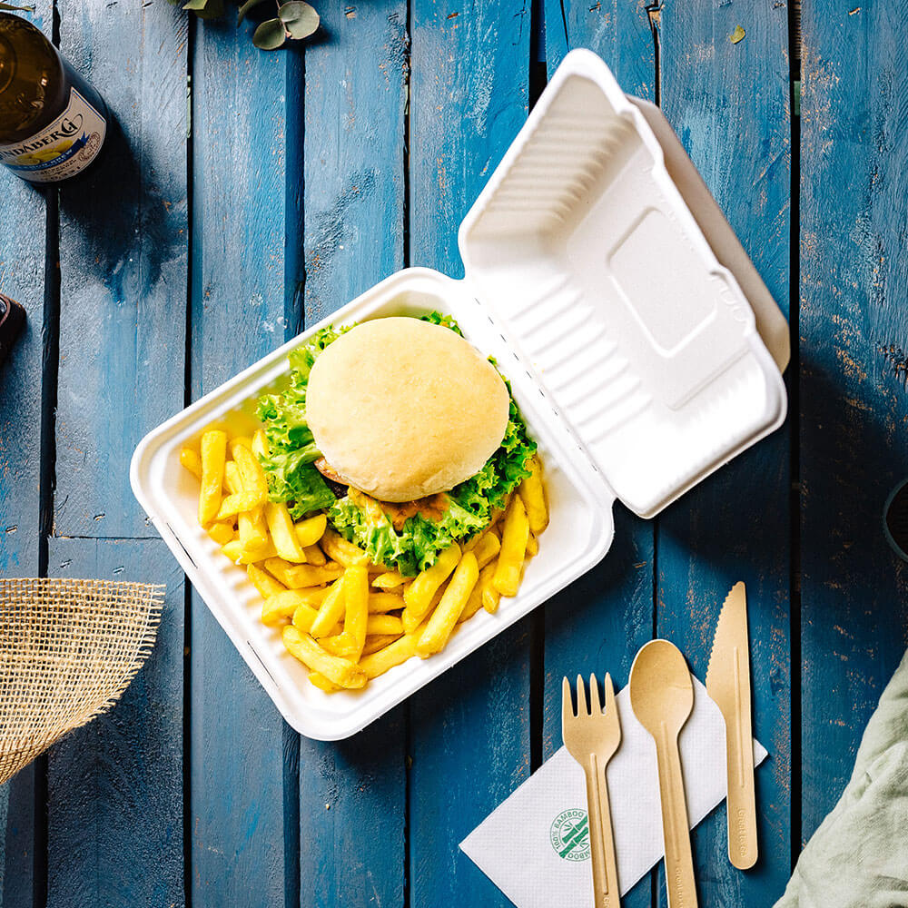 Schale mit Deckel Zuckerrohr 22x18,5x7 cm - 200 Stk