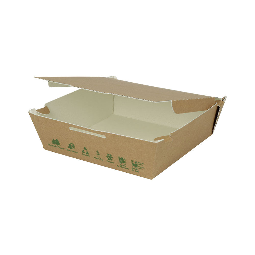 Take-away-Boxen Karton 22x6,6x21 cm 1700 ml Braun bio-beschichtet - 300 Stk