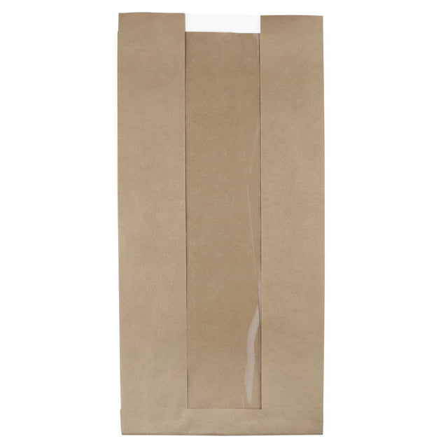 Paper bags with window 20x11x41 cm brown (500 pieces) [GB