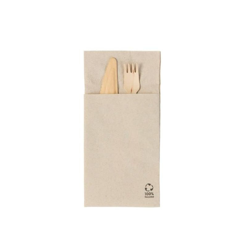 Besteckservietten Papier Braun 10 x 19,5 cm, 2-lagig - 1.000 Stk