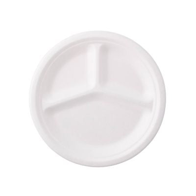 Menütafel Zuckerrohr Ø 26 cm, 3 Fächer, rund - 500 Stk