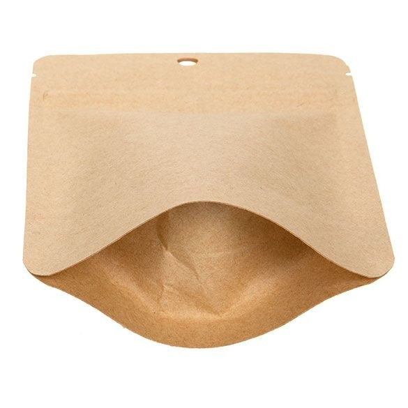 Öko Standbodenbeutel Kraft/Bioplastik 57 Gramm | 102x60x152mm - 100 Stk