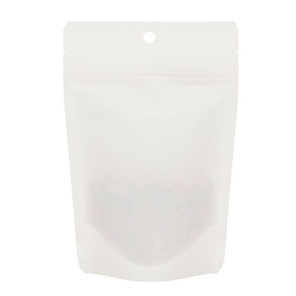 Öko Standbodenbeutel Kraft/Bioplastik Weiß 57 Gramm | 102x60x152mm - 100 Stk