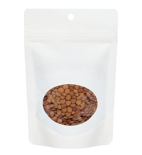 Öko Standbodenbeutel Kraft/Bioplastik Weiß 57 Gramm | 102x60x152mm - 100 Stk