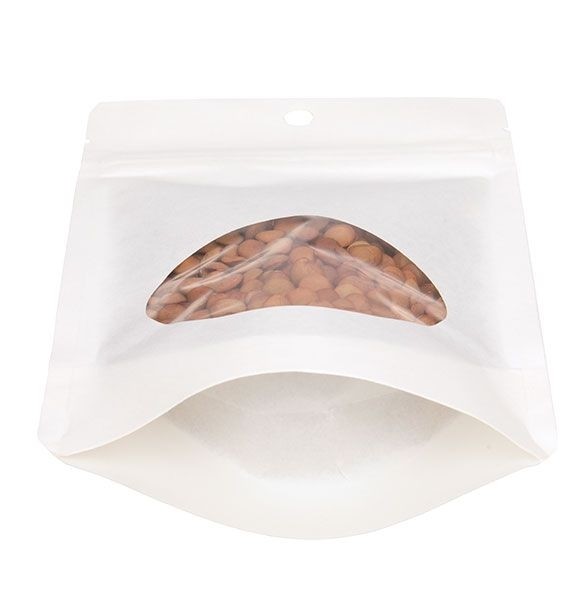 Öko Standbodenbeutel Kraft/Bioplastik Weiß 57 Gramm | 102x60x152mm - 100 Stk