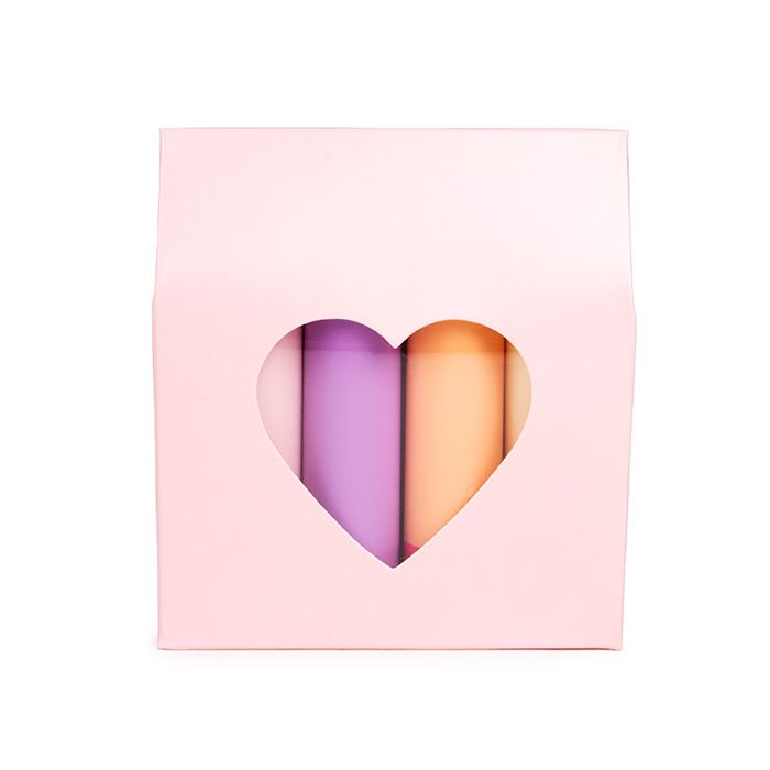 Kraft Gift Boxes Pink with Heart Window 89x38x102 mm 