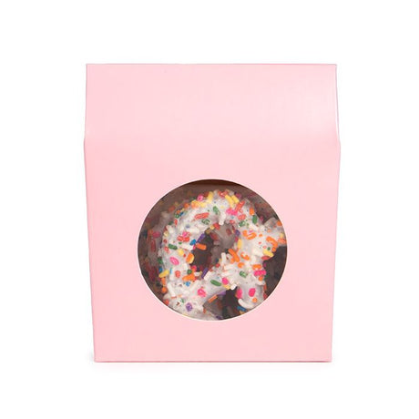 Kraft Gift Boxes Pink with Circle Window 105x44x133 mm 